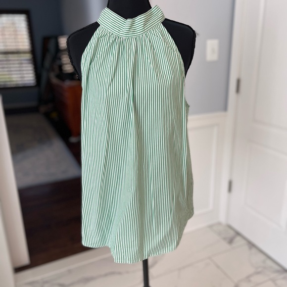 J. Crew Tops - J. Crew Green Striped Sleeveless Blouse